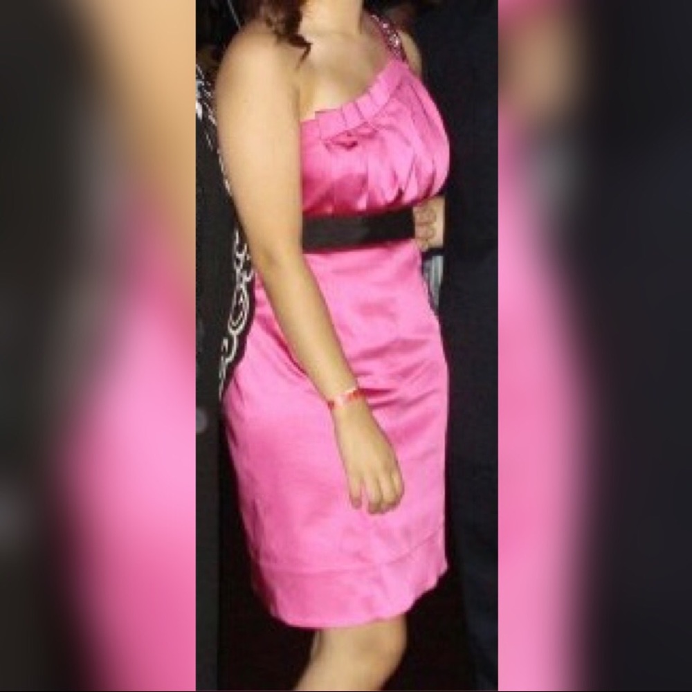 Pink embellished satin cocktail dress